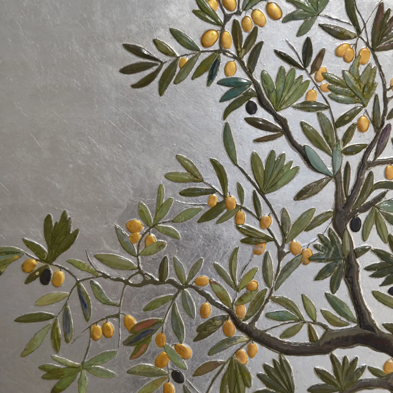 Cupioli Pannello strutturato in foglia d'argento L'Ulivo