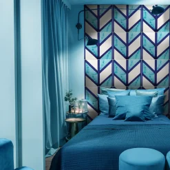 Arcea Handmade Design Piastrella Chi Square blu e turchese