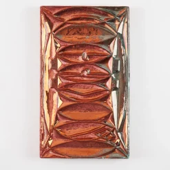 Ceramiche Lega di Martina Scarpa Piastrella Decorativa Rettangolare in Ceramica con Lustro Rosso e Verde