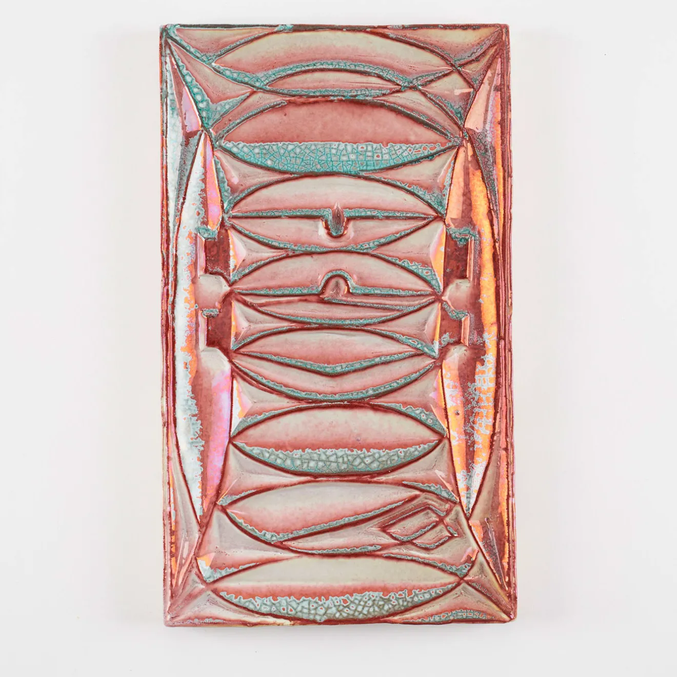 Ceramiche Lega di Martina Scarpa Piastrella Decorativa Rettangolare in Ceramica con Lustro Rame