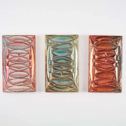 Ceramiche Lega di Martina Scarpa Piastrella Decorativa Rettangolare in Ceramica con Lustro Rame