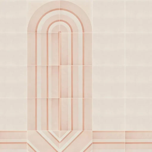 Francesco De Maio Piastrella Geometrie D’Ombra In Ceramica Rosa Cipria Motivo A Linee