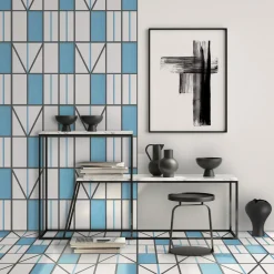 Francesco De Maio Piastrella La Facciata In Ceramica Azzurra Motivo Geometrico