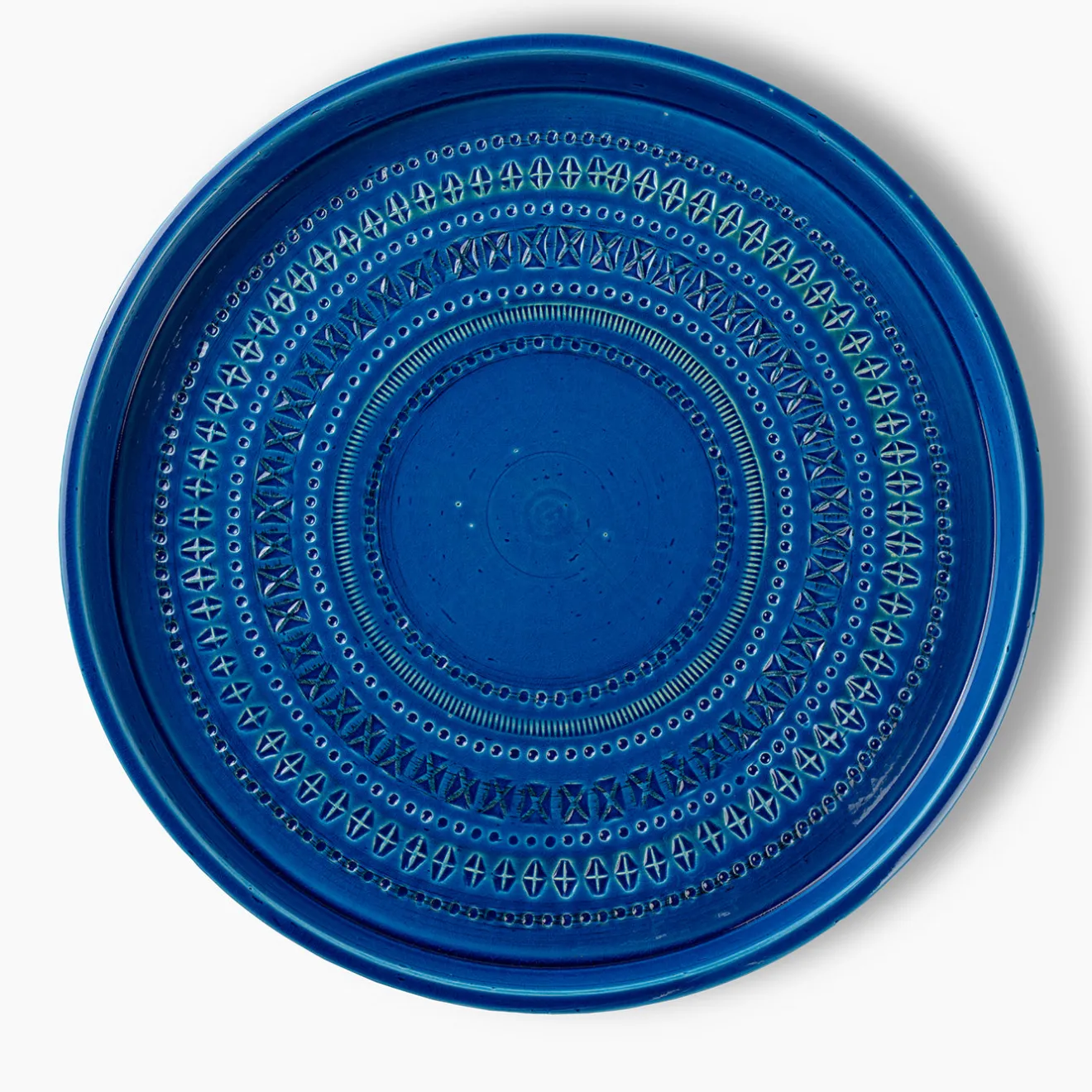 Bitossi Ceramiche Piatto Decorativo Blu Grande di Aldo Londi