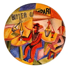 Mazzotti 1903 Piatto Decorativo Depero per Campari in Ceramica