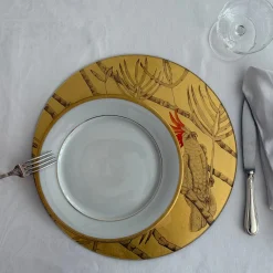 Stefania Dei Rossi Piatto Decorativo Pappagallo Soggetto I Oro