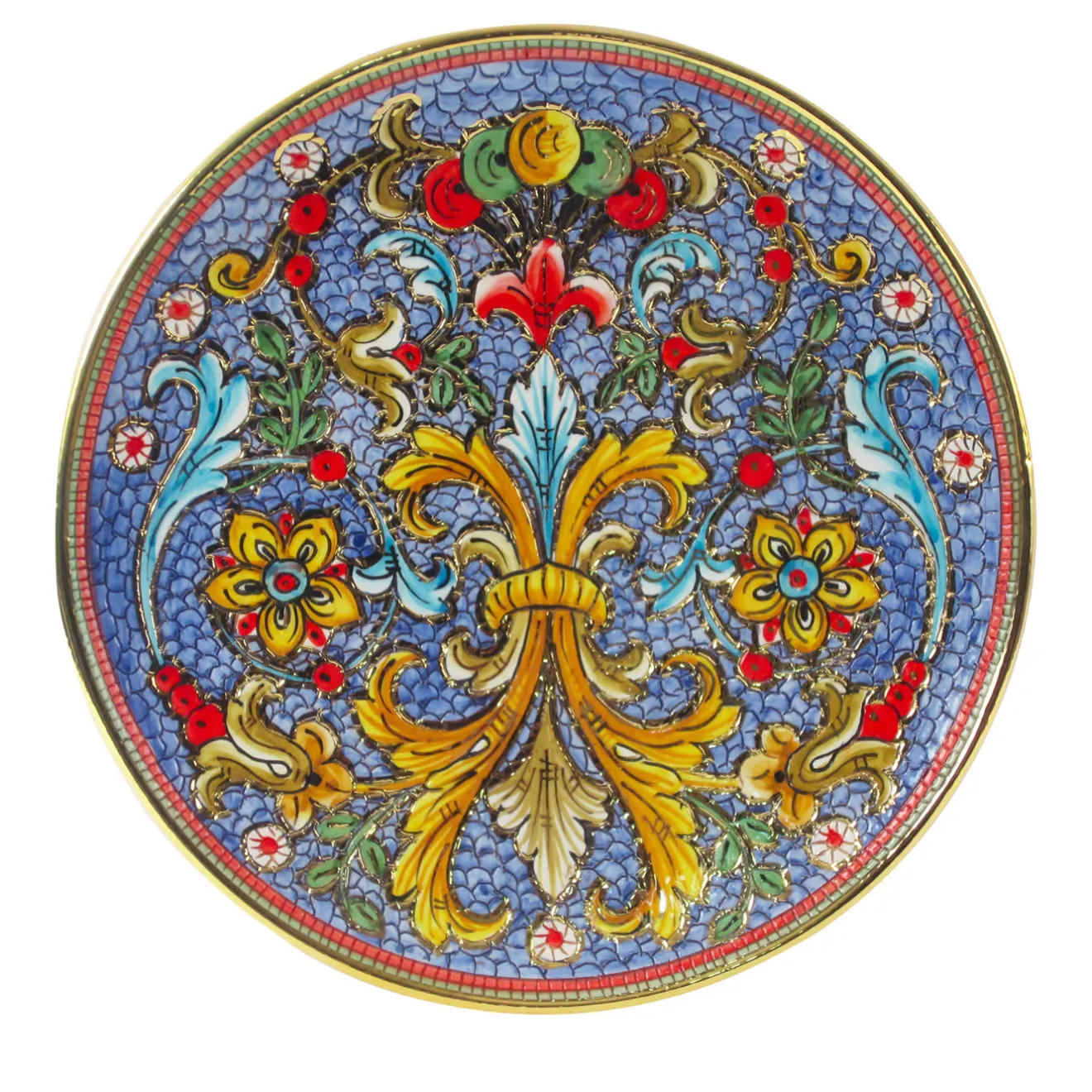 Sambuco Piatto rotondo a mosaico floreale