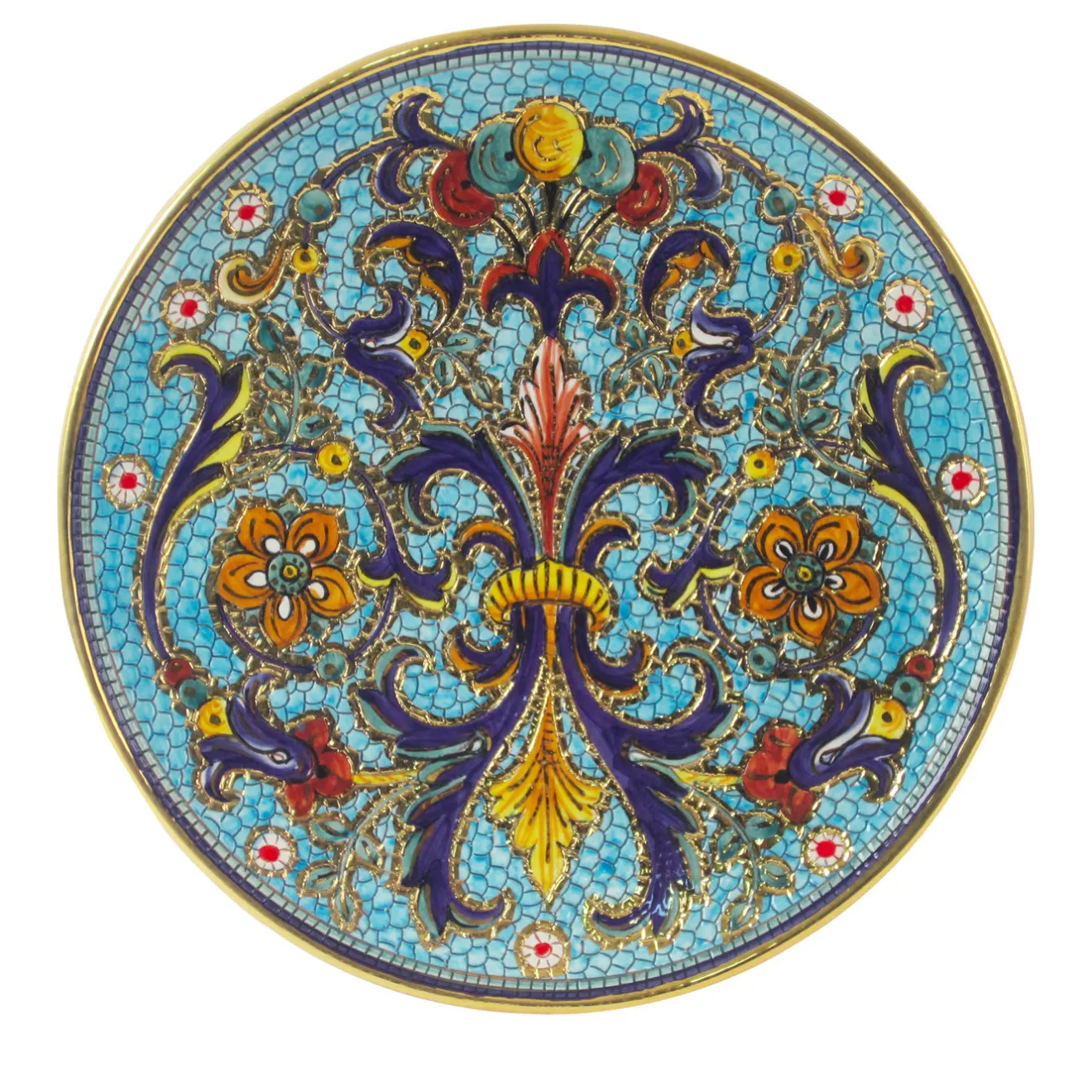 Sambuco Piatto rotondo blu mosaico