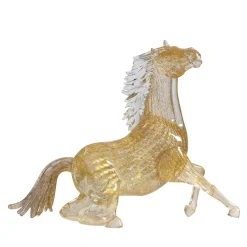 Zanetti Murano Piccolo cavallo seduto in vetro dorato