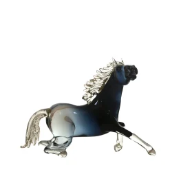 Zanetti Murano Piccolo cavallo seduto in vetro nero