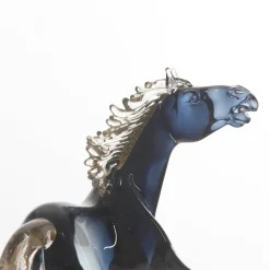 Zanetti Murano Piccolo cavallo seduto in vetro nero