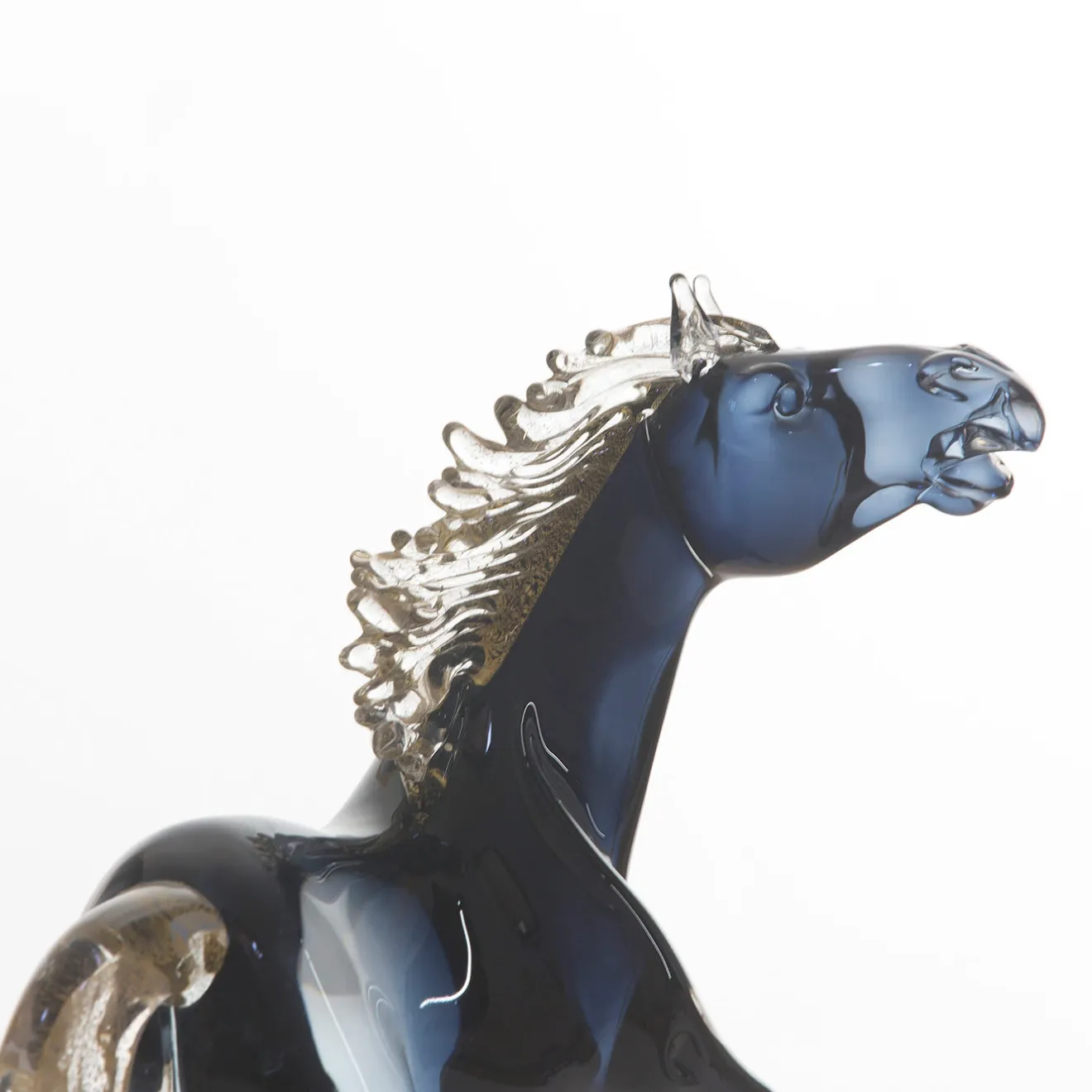Zanetti Murano Piccolo cavallo seduto in vetro nero