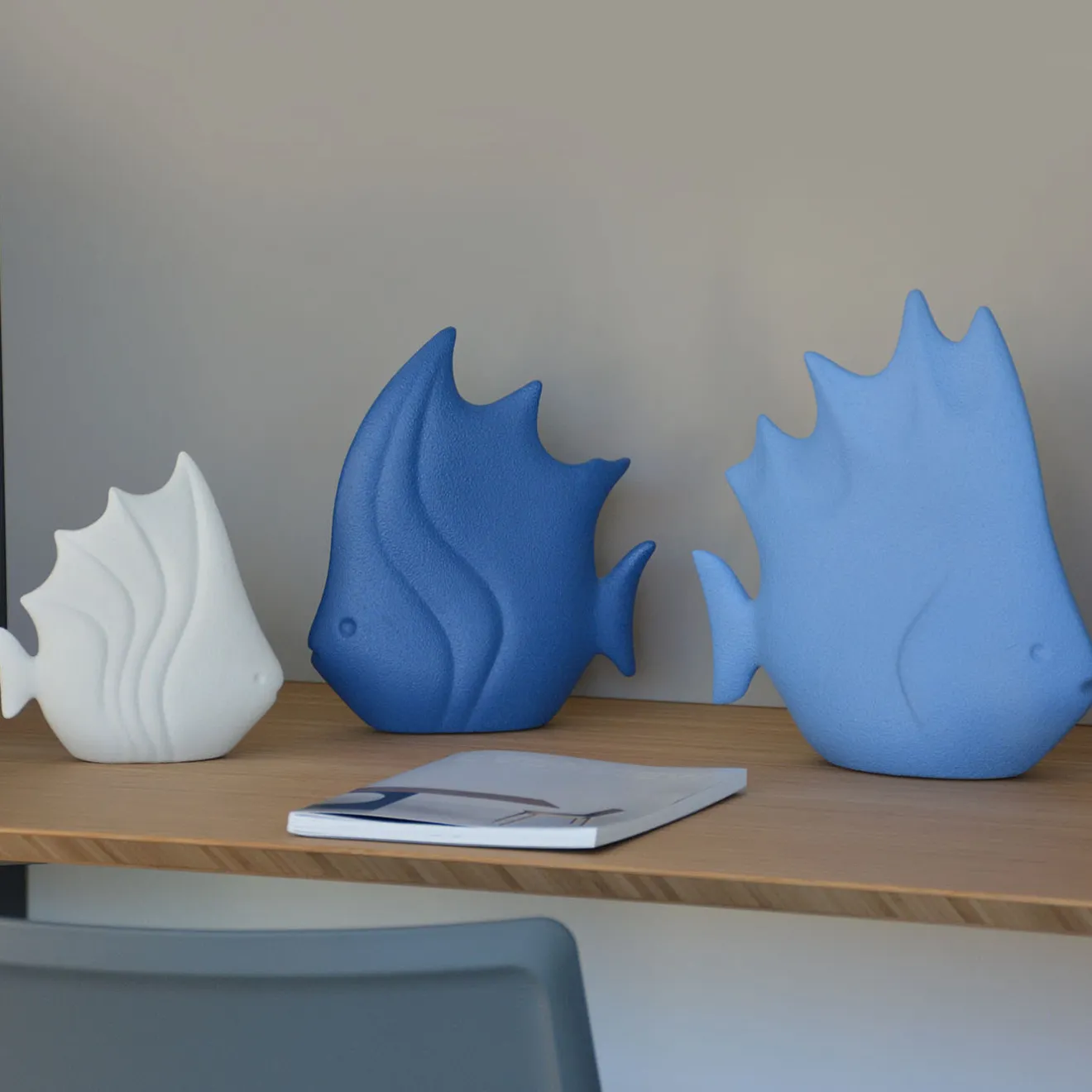 Lineasette Piccolo pesce tropicale in ceramica bianca