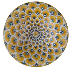 La Bottega del Vasaio Piuma di pavone gialla ⌀ Piatto decorativo da 35 cm