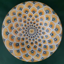 La Bottega del Vasaio Piuma di pavone gialla ⌀ Piatto decorativo da 35 cm