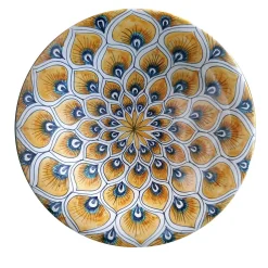 La Bottega del Vasaio Piuma di pavone gialla ⌀ Piatto decorativo da 25 cm