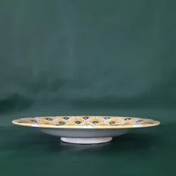 La Bottega del Vasaio Piuma di pavone gialla ⌀ Piatto decorativo da 25 cm