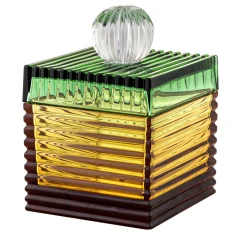Baldi Home Jewels Playful Grande Scatola di Cristallo Ambra e Verde