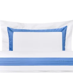 Verderoccia Plissè Bianco e Country Blue US King Sham