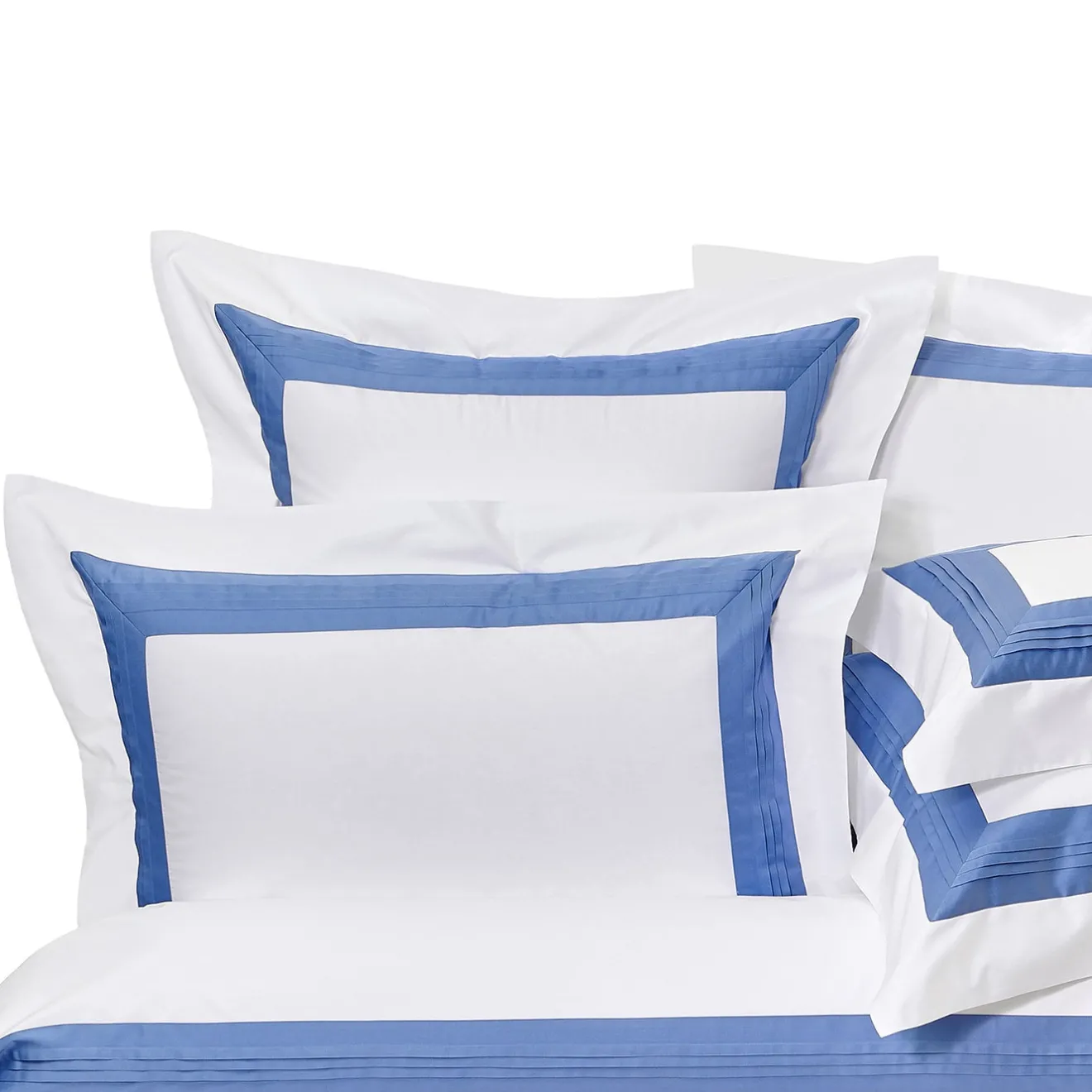 Verderoccia Plissè Bianco e Country Blue US King Sham