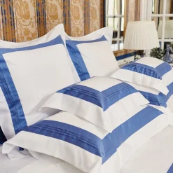 Verderoccia Plissè Bianco e Country Blue US King Sham