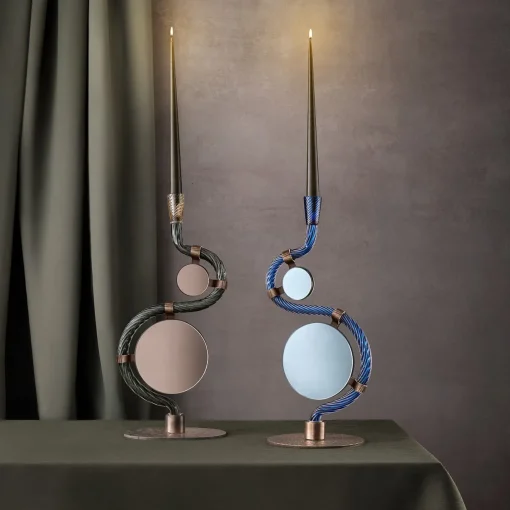 Aina Kari Portacandele Double-Face Blu "I 4 Ponti sul Canal Grande"
