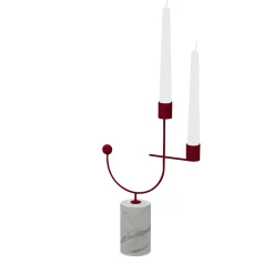 Nunzia Ponsillo Portacandele Equilibrista bianco Carrara e rosso