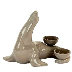 Ceramica Gatti 1928 Portacandele in Ceramica Fiamme Bestiali Foca Taupe