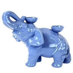Ceramica Gatti 1928 Portacandele in Ceramica Fiamme Bestiali Elefante Azzurro Chiaro