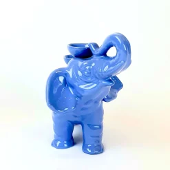 Ceramica Gatti 1928 Portacandele in Ceramica Fiamme Bestiali Elefante Azzurro Chiaro