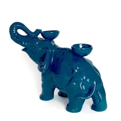 Ceramica Gatti 1928 Portacandele in Ceramica Fiamme Bestiali Elefante Blu
