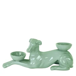 Ceramica Gatti 1928 Portacandele in Ceramica Fiamme Bestiali Levriero Verde Salvia