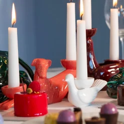 Ceramica Gatti 1928 Portacandele in Ceramica Fiamme Bestiali Levriero Rosso Aragosta