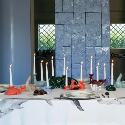 Ceramica Gatti 1928 Portacandele in Ceramica Fiamme Bestiali Levriero Rosso Aragosta