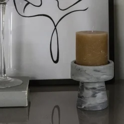 Carrara Home Design Portacandele in marmo grigio Bardiglio