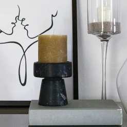 Carrara Home Design Portacandele in marmo nero Marquina