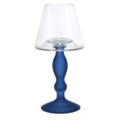 Creart Portacandele in vetro blu Candel