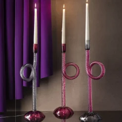 Aina Kari Portacandele in vetro di Murano Venetian Knot rosa #2