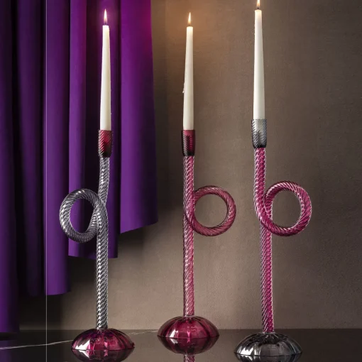 Aina Kari Portacandele in vetro di Murano Venetian Knot rosa #2