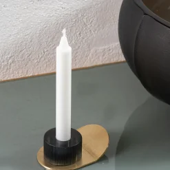 Purho Portacandele Lumino Stripe in acciaio grigio e cristallo di Federico Peri