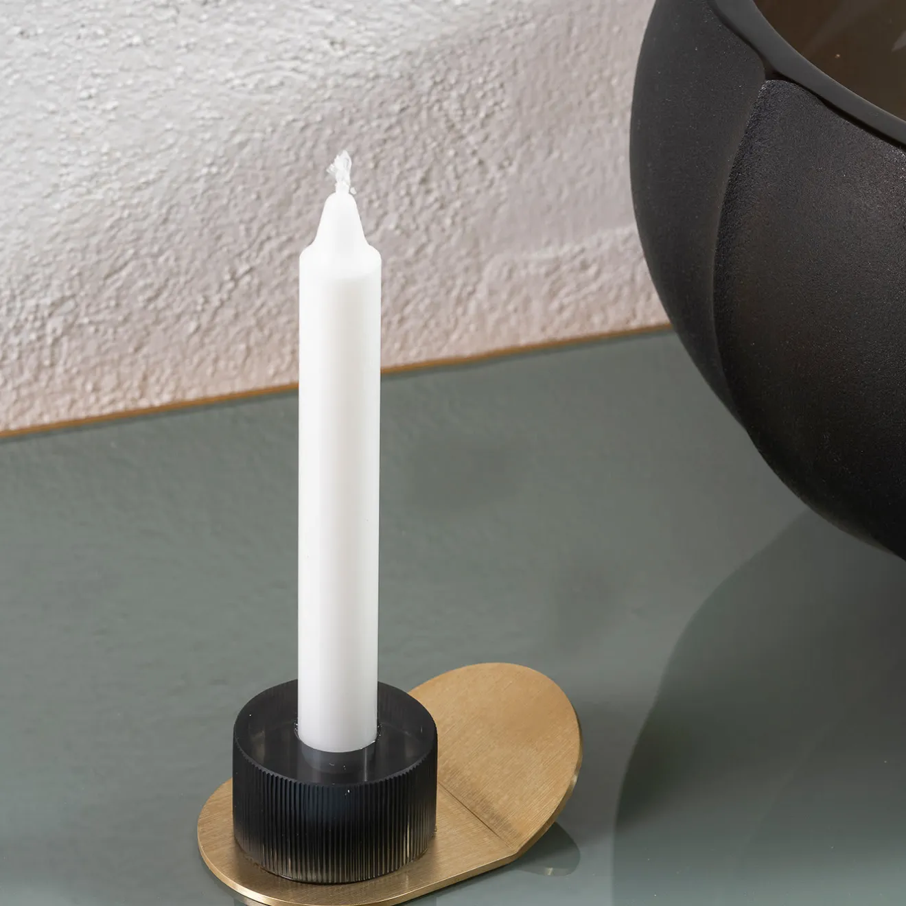 Purho Portacandele Lumino Stripe in acciaio grigio e cristallo di Federico Peri