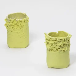 Vittorio Passaro Portacandele Soffio in Porcellana Giallo