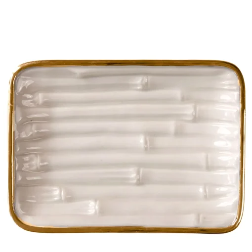 Villari PORTASAPONE IN BAMBÙ - BIANCO E ORO