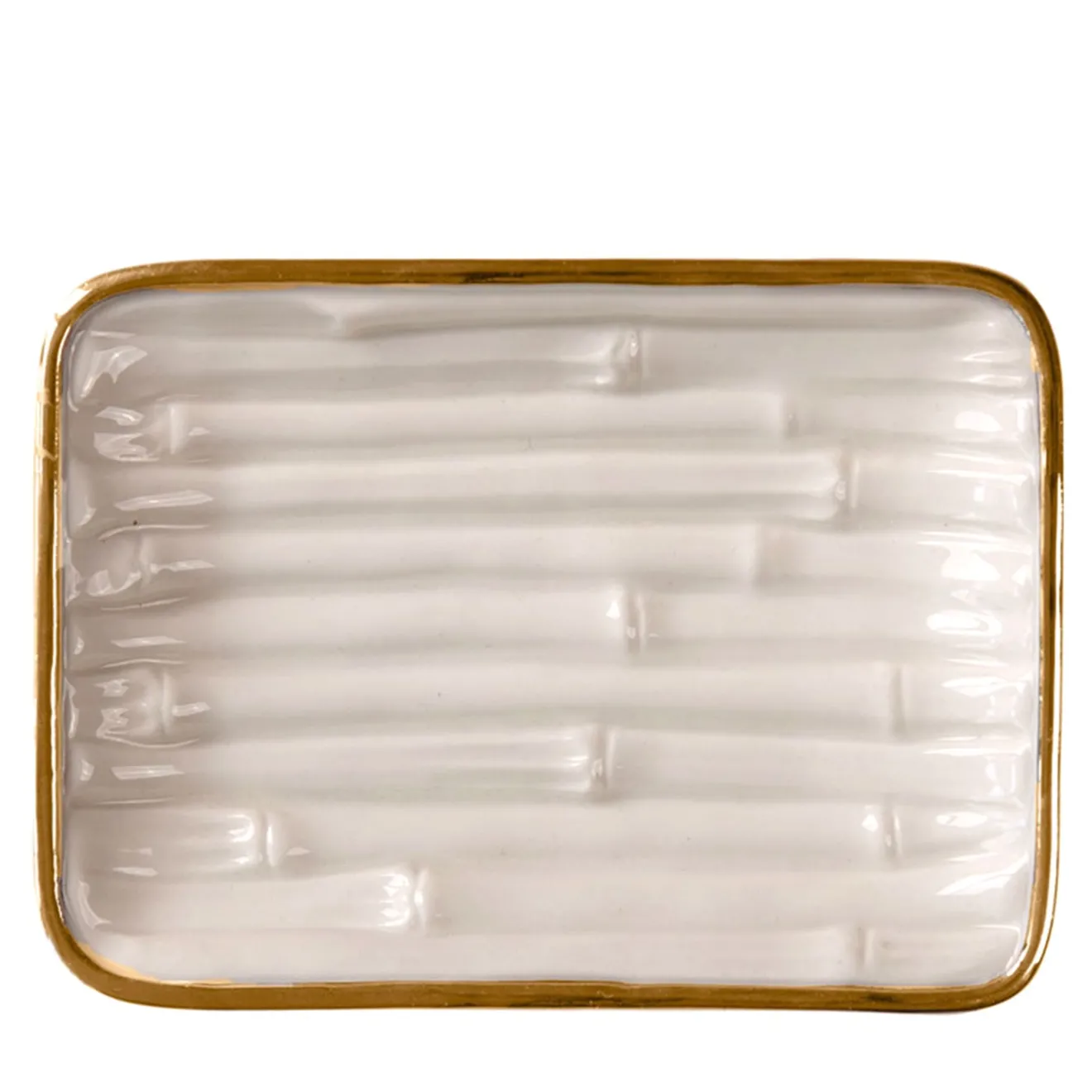 Villari PORTASAPONE IN BAMBÙ - BIANCO E ORO