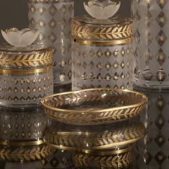 Griffe Montenapoleone by Vetrerie di Empoli Portasapone in vetro con foglie d'oro e d'alloro