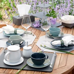 ADJ Style Portatovaglioli rettangolari neri in pelle Bottega di E. Borovkova