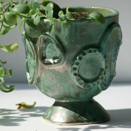 Raffaella Bandera Portavaso piccolo in ceramica verde Acini