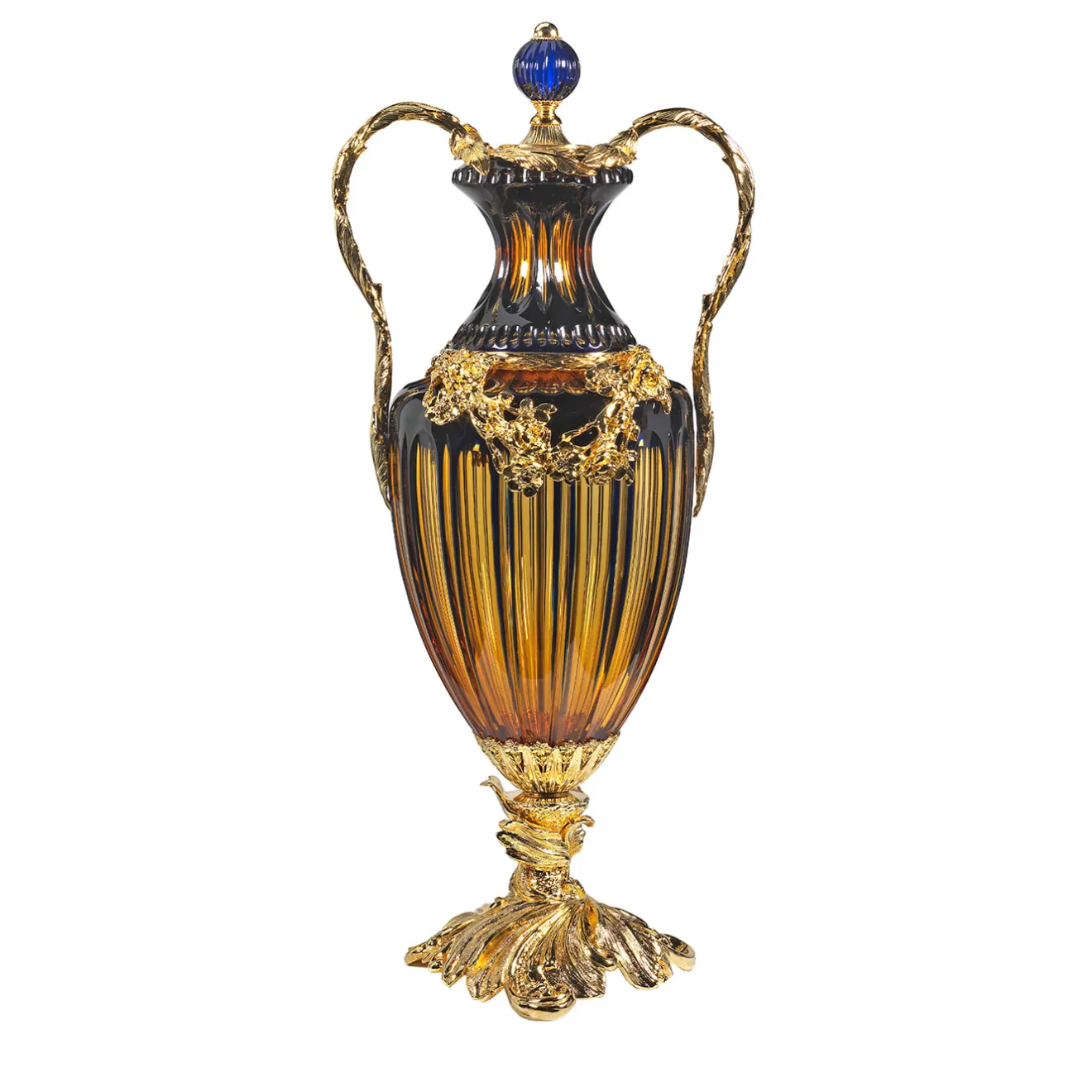 L'Originale Potiche in bronzo e cristallo con dettagli in rilievo