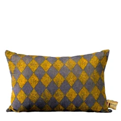 The House of Lyria Pungitopo Cus rettangolare in velluto giallo e blu con motivo a diamanti