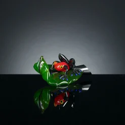 VGnewtrend Rana rossa in vetro su foglia